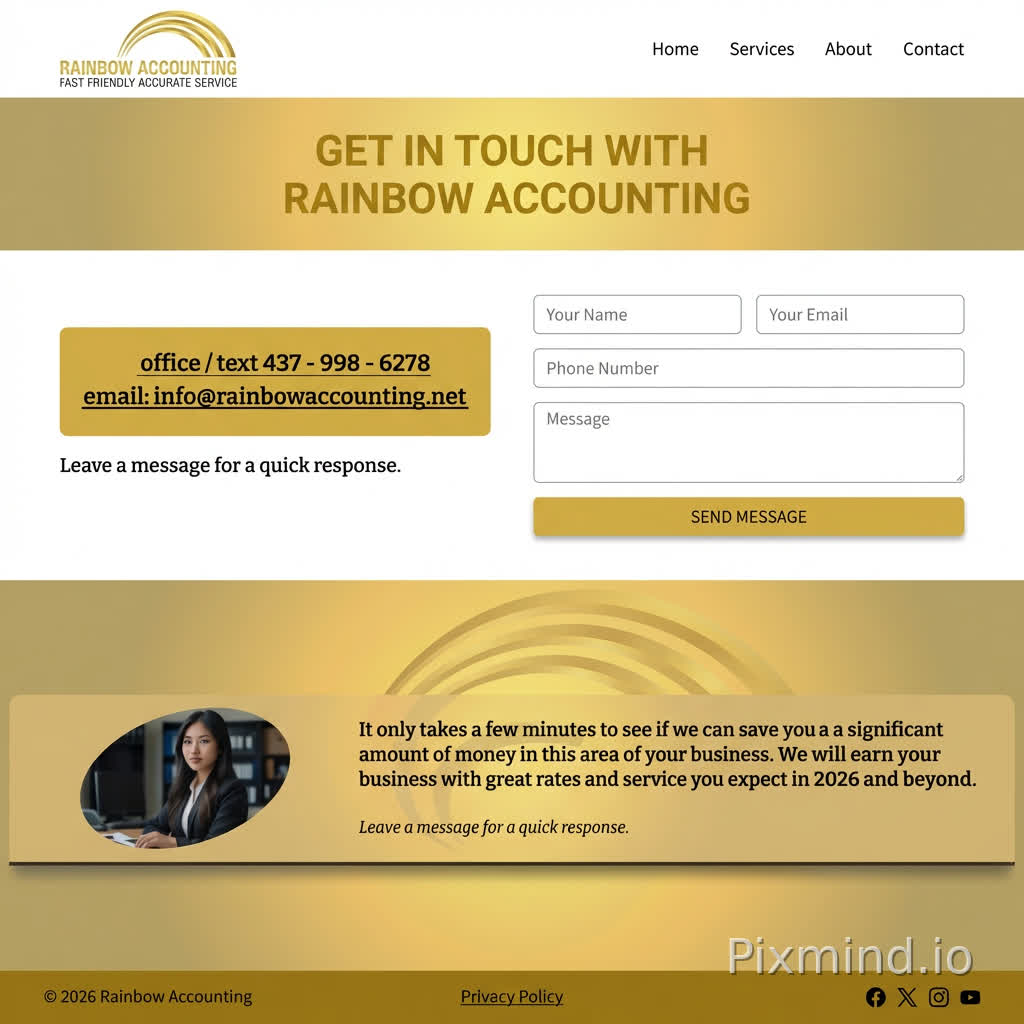 create a web page look for the contact page. please have a yellow/gold color scheme. modern look and professional look and feel