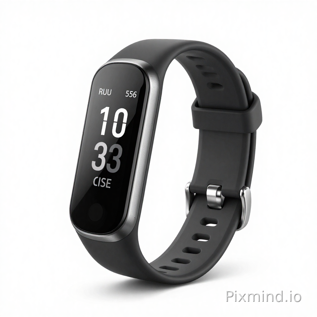 Help me design the appearance of a fitness band with an electronic screen, requiring it to be stylish, high-end, and portable.