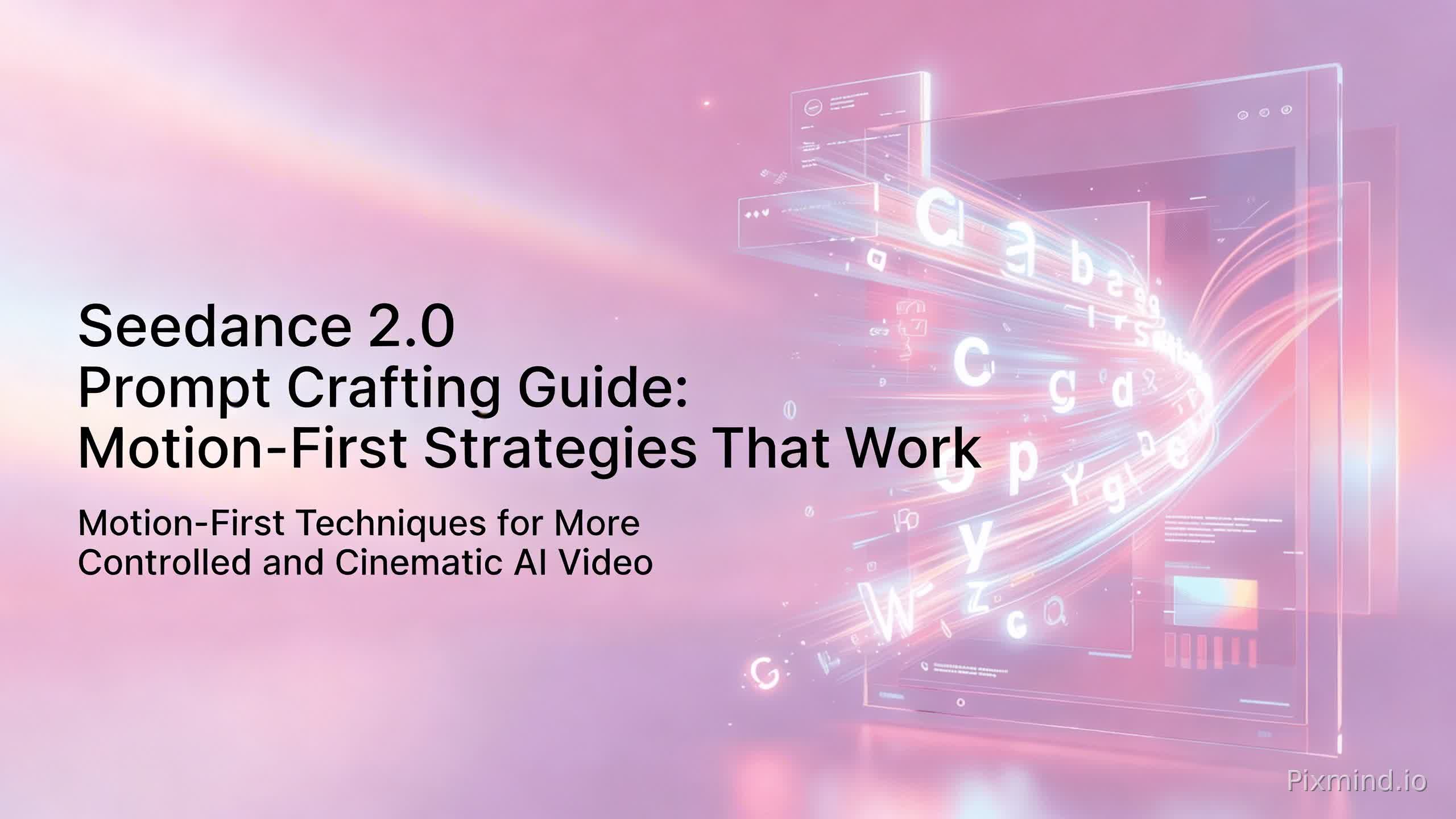 参考原图重新创作一张
标题是 Seedance 2.0 Prompt Crafting Guide: Motion-First Strategies That Work
副标题是 Motion-First Techniques for More Controlled and Cinematic AI Video