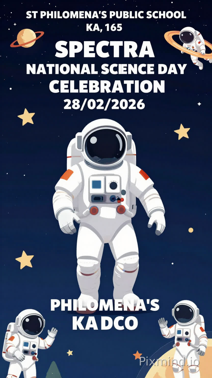 ST PHILOMENA'S PUBLIC SCHOOL
KA-165
SPECTRA
NATIONAL SCIENCE DAY
CELEBRATION
28/02/2026
Astronaut wallpaper
Full text include in the image