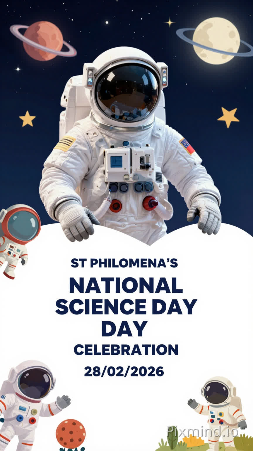 ST PHILOMENA'S PUBLIC SCHOOL
KA-165
SPECTRA
NATIONAL SCIENCE DAY
CELEBRATION
28/02/2026
Astronaut wallpaper
Full text include in the image