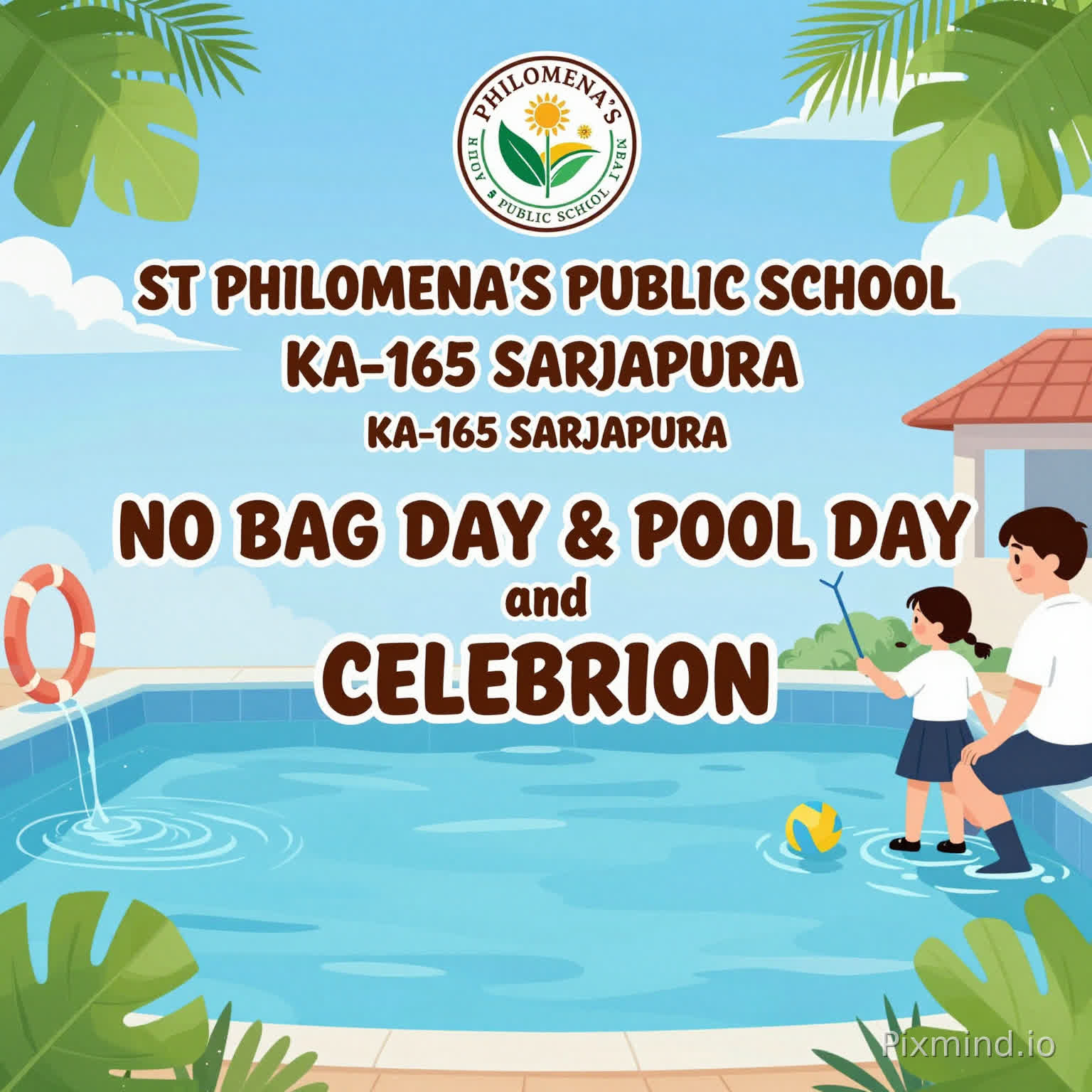 ST PHILOMENA'S PUBLIC SCHOOL
KA-165 SARJAPURA
NO BAG DAY AND POOL DAY
CELEBRATION
HIGHLIGHT THE ALL THE SENTENCE AND NATURE WATER IMAGE WALLPAPER BACKGROUND