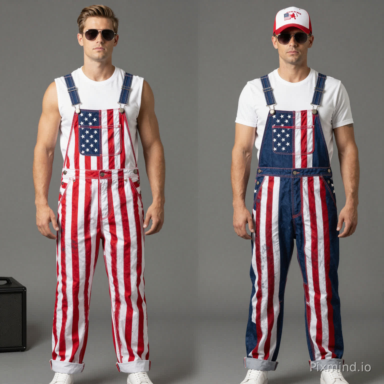 American Independence Day Overalls,250th Anniversary Style,European and American adult male models,American flag elements
