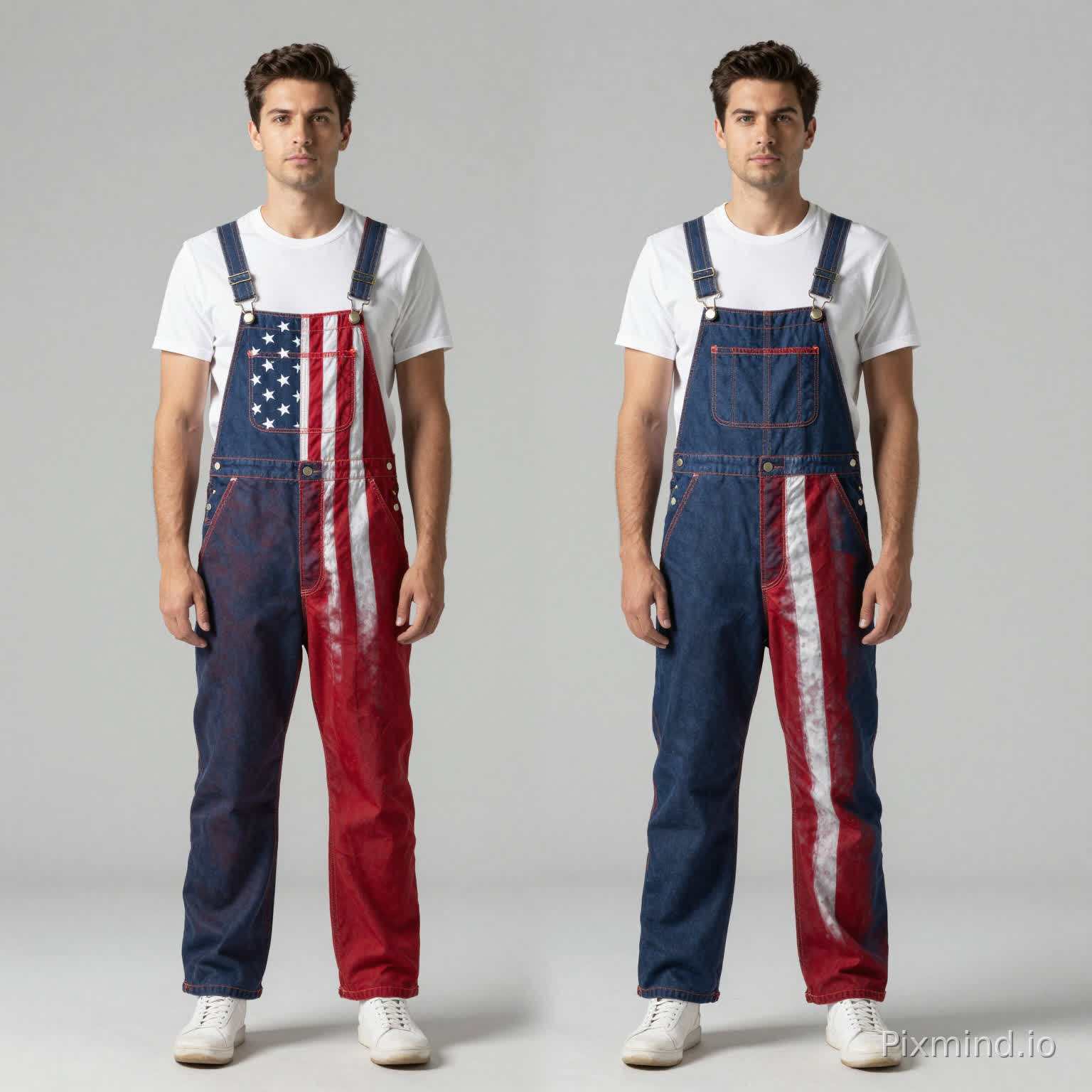 American Independence Day Overalls,250th Anniversary Style,European and American adult male models,American flag elements