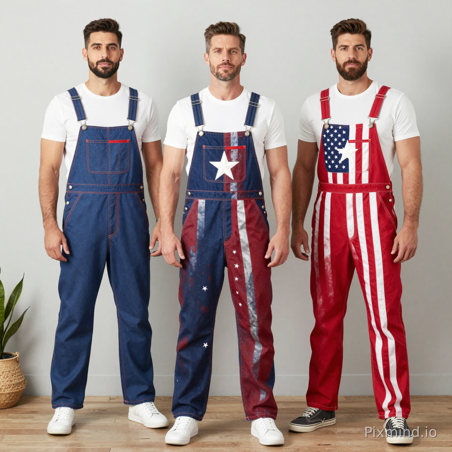 American Independence Day Overalls,250th Anniversary Style,European and American adult male models,American flag elements