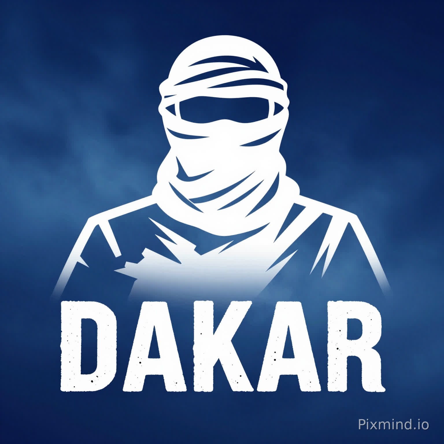 A striking, high-contrast image with a deep blue gradient background, featuring subtle light blue cloud-like textures and soft, diffused light rays creating depth. Centered in the frame is a bold, abstract white silhouette of a human figure, with horizontal white stripes wrapping around the head (resembling a headscarf or mask) and minimal facial features, the body defined by rough, jagged white lines that form the shoulders and upper torso, exuding a dynamic, rugged energy. Below the figure, the word 'DAKAR' is prominently displayed in a large, impactful font with a distressed, handwritten texture; the letters are pure white, slightly uneven, and have a carved or stamped appearance, standing out sharply against the dark background. The overall composition is centered, emphasizing both the abstract figure and the 'DAKAR' text, with a strong, determined, and adventurous vibe, typical of rally or endurance themes.
This prompt includes specific color details (deep blue gradient, light blue textures), visual elements (abstract silhouette, horizontal stripes, rough lines), typography (bold, distressed, large 'DAKAR'), and mood (adventurous, rugged), ensuring the AI model accurately reconstructs the image.