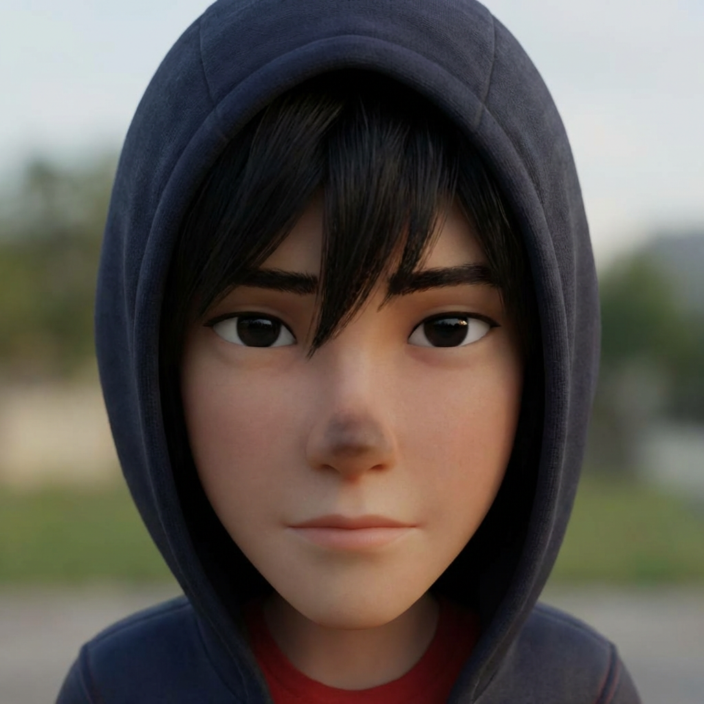 Adjust the character's complexion to make it look more natural, remove the blackness on the nose tip, and keep everything else unchanged.