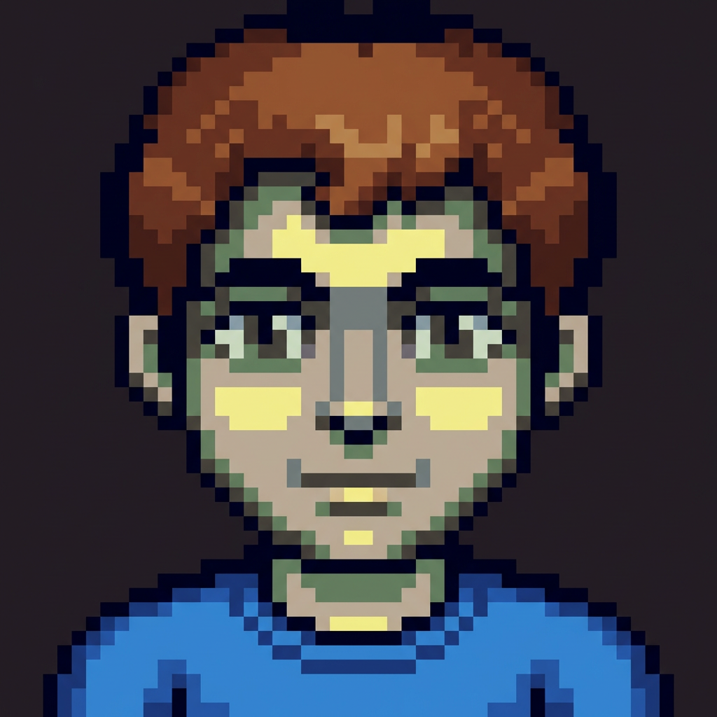 16-bit pixel art character, retro video game sprite,
based on both reference photos, merge facial features from both,
front facing portrait, pixel perfect, sharp square pixels,
low resolution look, limited 16 color palette,
no gradients, no blur, no smooth shading, no realistic texture,
clean outline, simple shading, symmetrical face, centered,
consistent identity, no distortion, no extra features