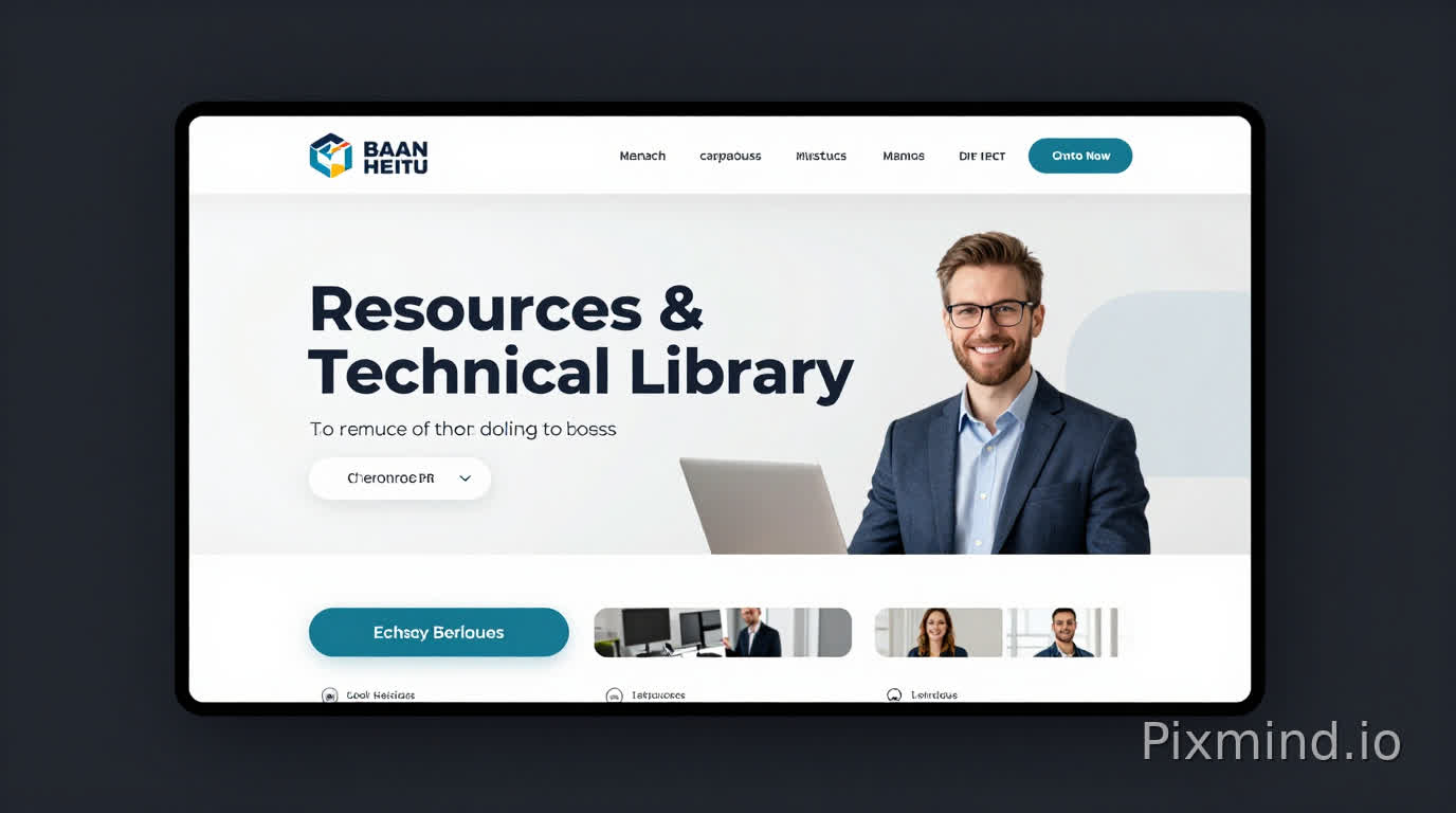 create a hero header image for a website which represents the concept of 'Resources & Technical Library'