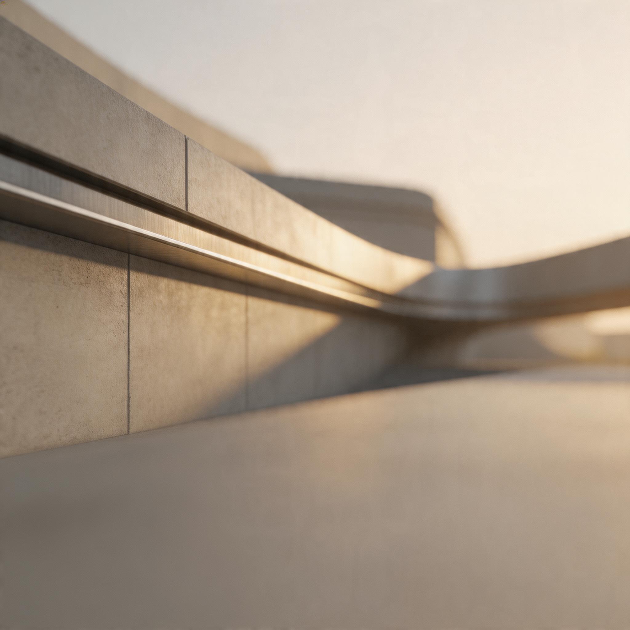 Soft, atmospheric architectural background with warm natural light, subtle shadows, and gentle texture from concrete, steel, or brushed surfaces. Slight depth of field, abstracted forms, no identifiable building, no people. A calm, premium, real‑world feel suitable for a facilities and engineering brochure. Neutral greys with warm highlights, plenty of negative space for text.