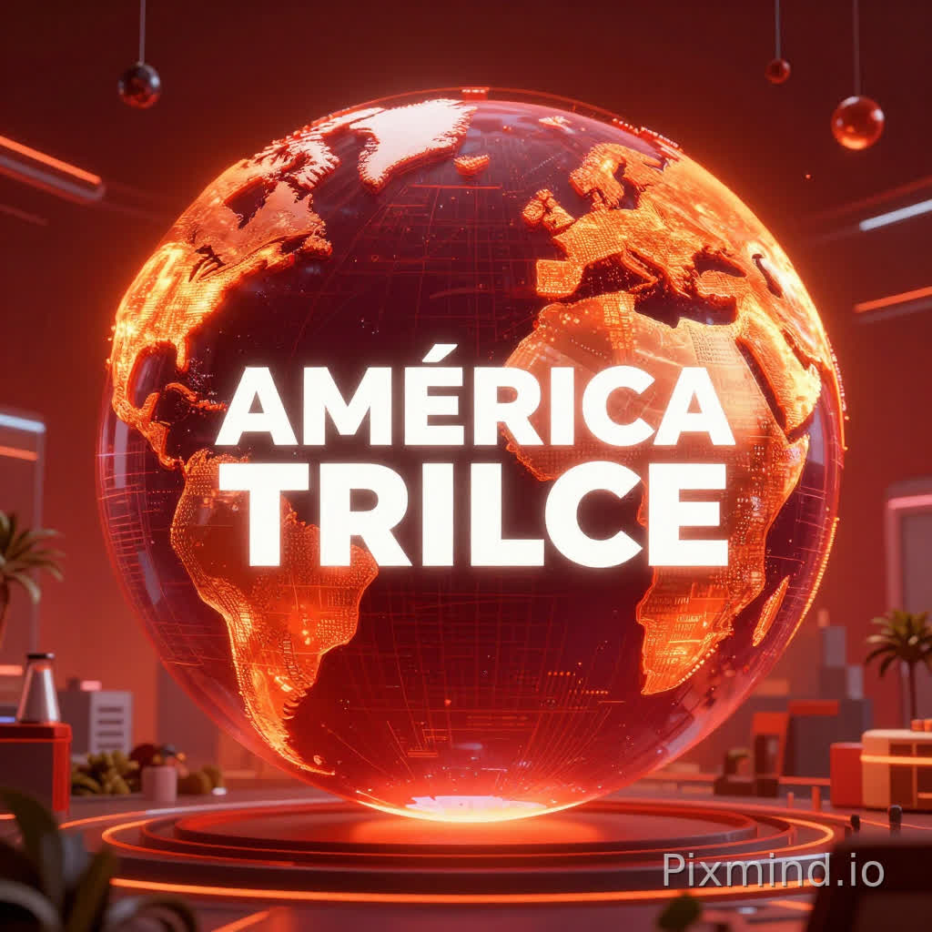 crea la intro de un noticiero de como un mundo pero que se vea como holograma y q todo sea tematizado con el color rojo y naranja, quiero que ese mundo osea el planeta tierra giera rapidamente hasta mostrar el logo principal que vas a crear, se tiene que ver llamativo y el logo es "AMÉRICA TRILCE" el cual se debe visualizar por almenos unos cuantos segundo y luego vovlera a girar rapidamente hasta enfocar la capital de Perú y se acerca