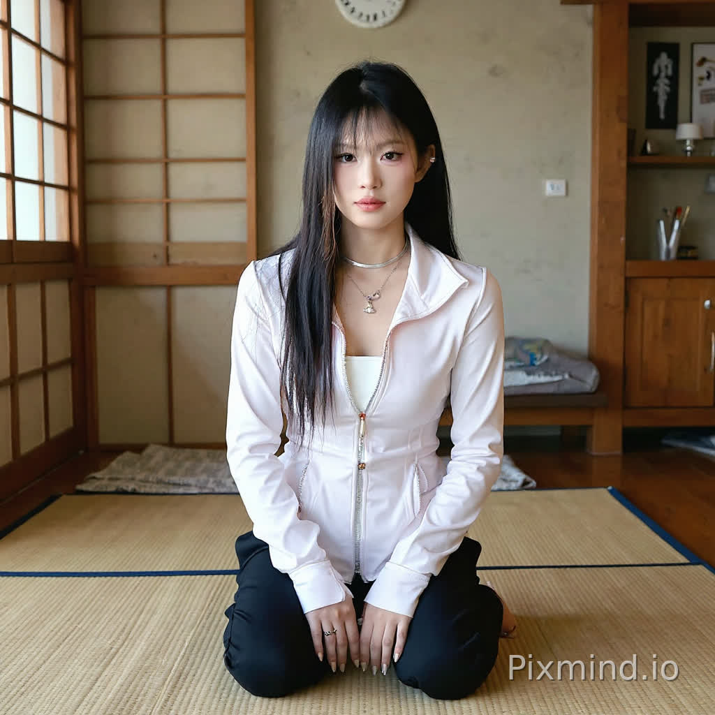 帮我生成图片,在日系女生房間,随机动作表情,普通手机快照, 随机CoS动作,全身只有一根红绳,Y形缠身, 大胆展示身材,人物改为深蹲,雙膝向外展開,使用正角度拍攝,大胆展示顶端凸起清晰细节,细节完美,自然光线,看向镜头低饱和,完美构图,日常环境,自然景深, 比例9:16。一定要生成10张图片