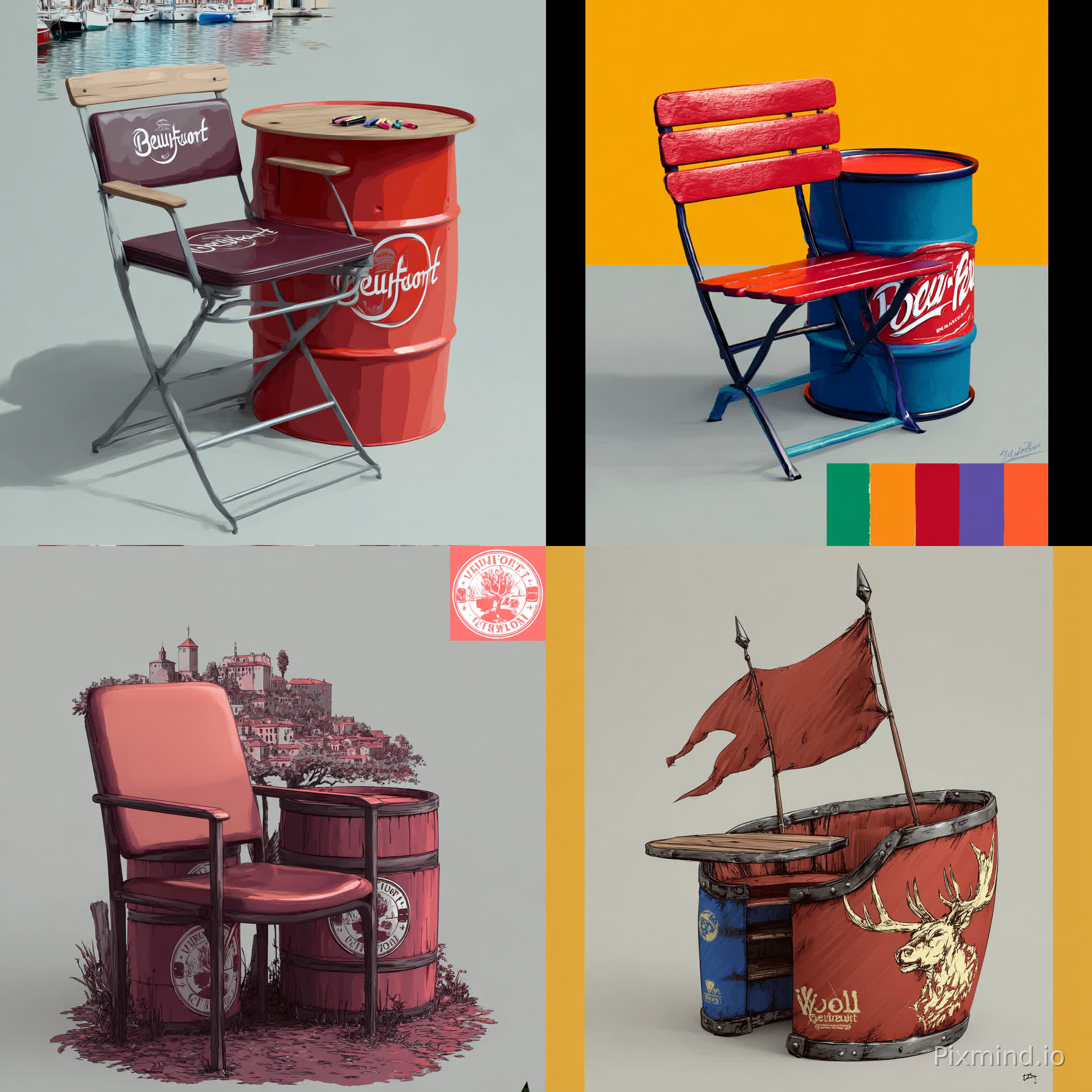 a partir de l'image de base, génère moi une autre image avec les couleurs et le logo de la bièrre Beaufort. retire aussi une couche du siège et ggarde toutes les autre propriétés