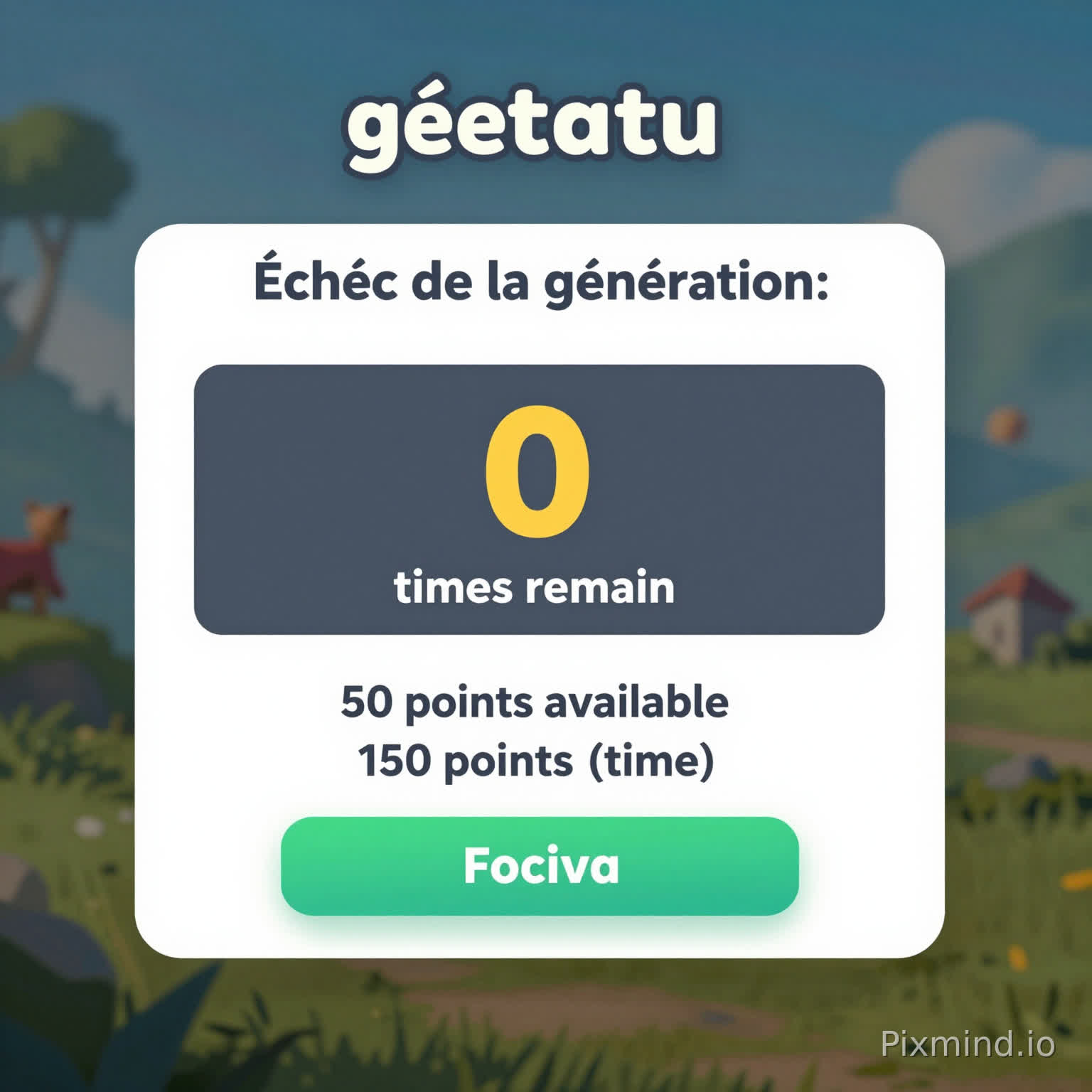 Échec de la génération : Insufficient balance: 0 times remaining, 50 points available, 150 points needed (free_vip member 150 points/time)