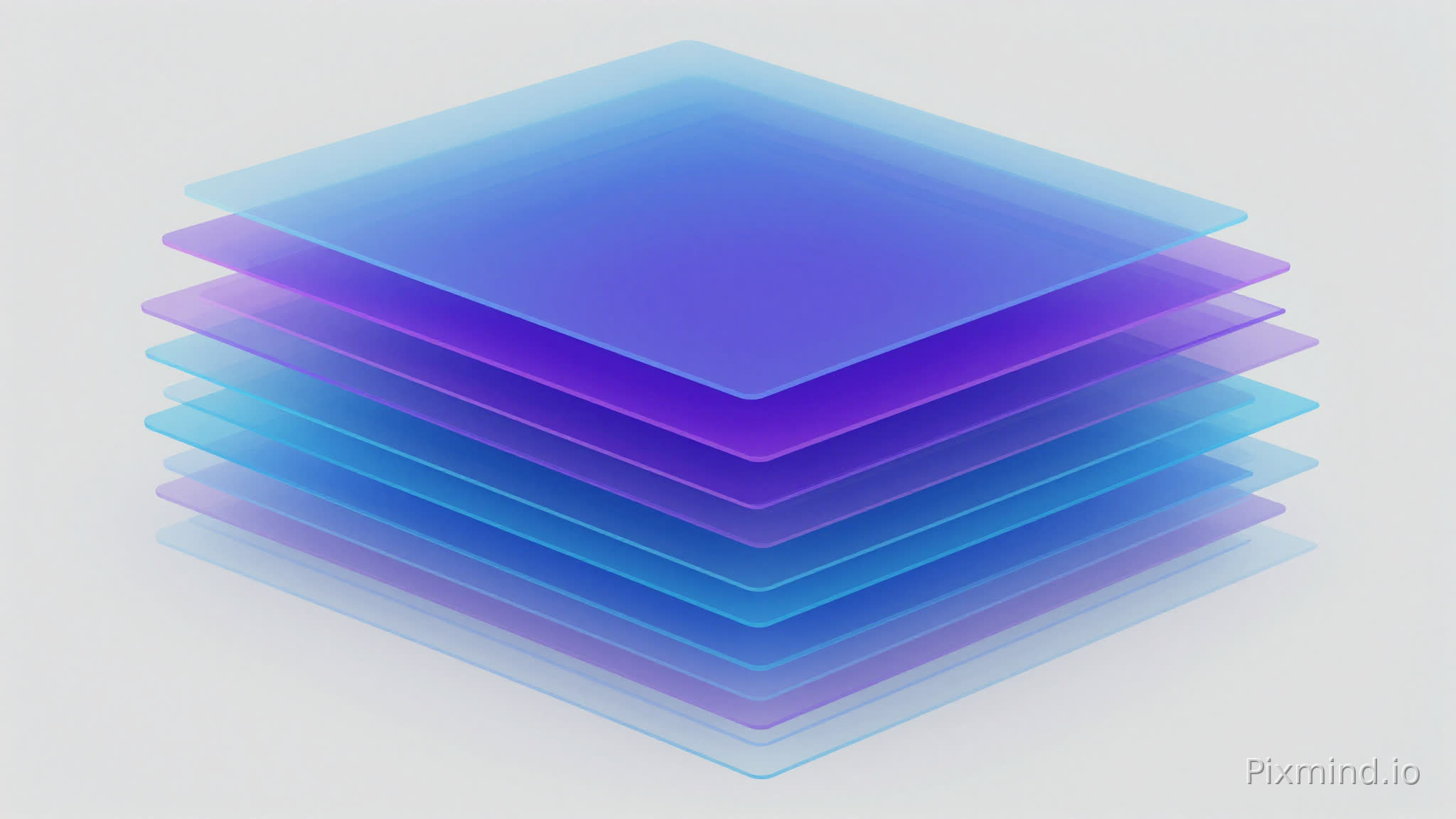 Abstract visualization of image layer decomposition showing semi-transparent colorful layers stacked, like Photoshop layers made visual, modern tech aesthetic with blue and purple tones, digital art