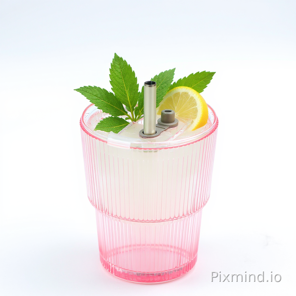 Add clear water, fresh mint leaves and lemon slices to the existing cup, the color, texture and shape of the cup remain completely unchanged, hyper-realistic, photo quality, natural lighting.