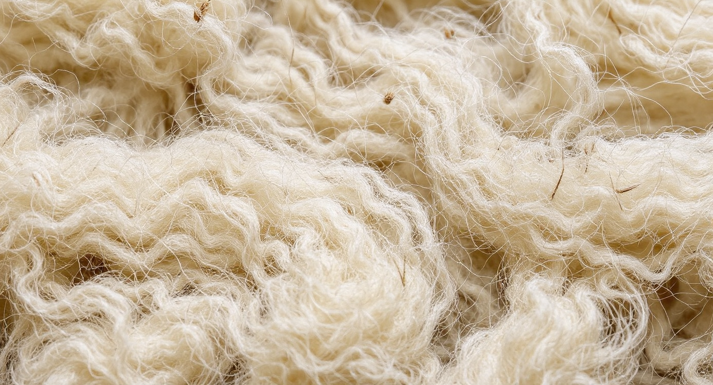 a Macro image of natural wool fibres based on the reference image. the wool fibre should be the entire image, nothing else should be displayed