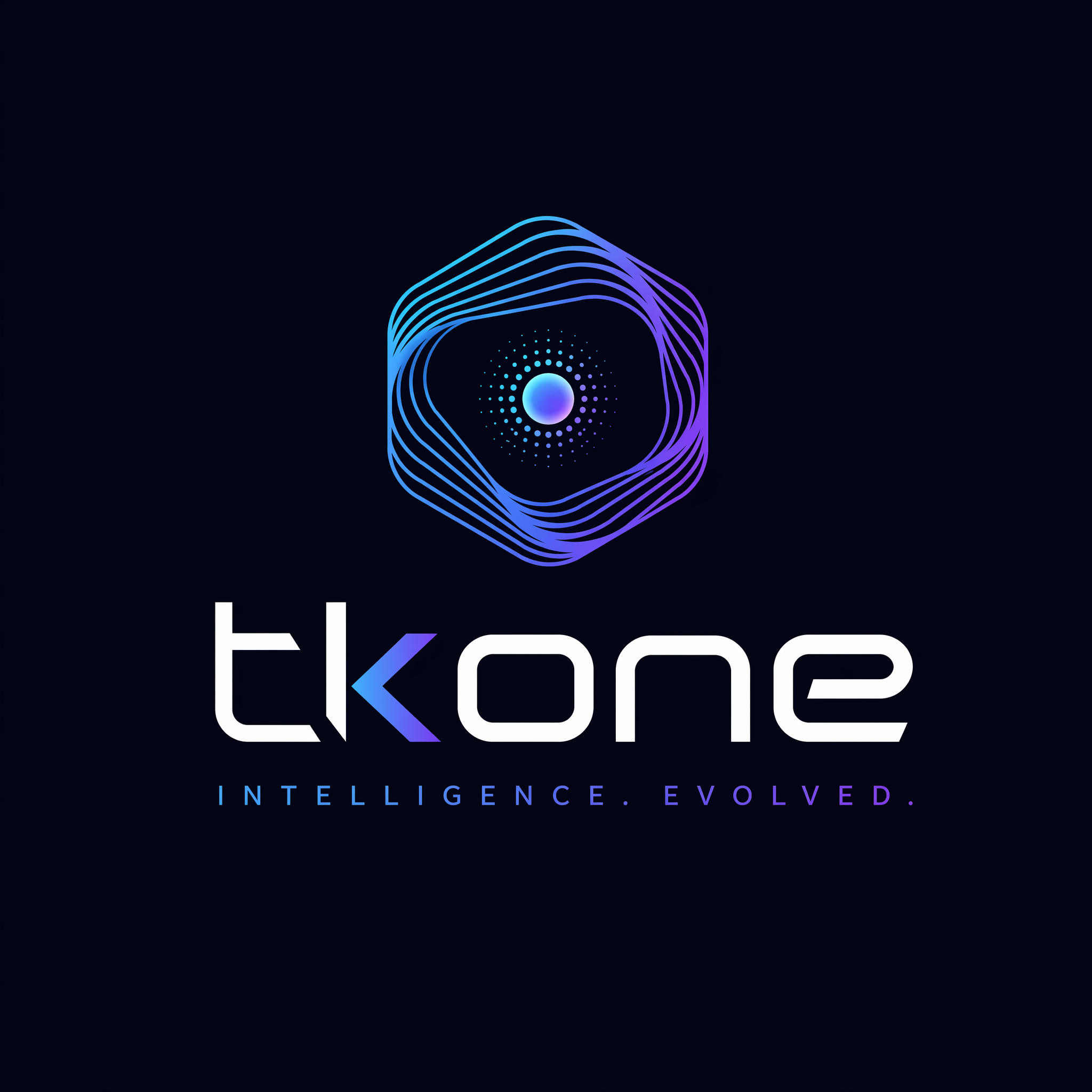 A minimalist, futuristic, and smart logo for 'tkone', an AI product. The design should explore highly abstract representations of an AI core or intelligent processing, using clean geometric shapes, flowing lines, and subtle gradients. Concepts should include: 1) an abstract emblem hinting at a 'thinking' or 'processing' core, 2) dynamic and interconnected elements symbolizing data flow and learning, and 3) 'tkone' typography creatively integrated with an abstract tech symbol. The aesthetic must be sleek, modern, professional, and emphasize innovation. High resolution, 4K quality, professional design.