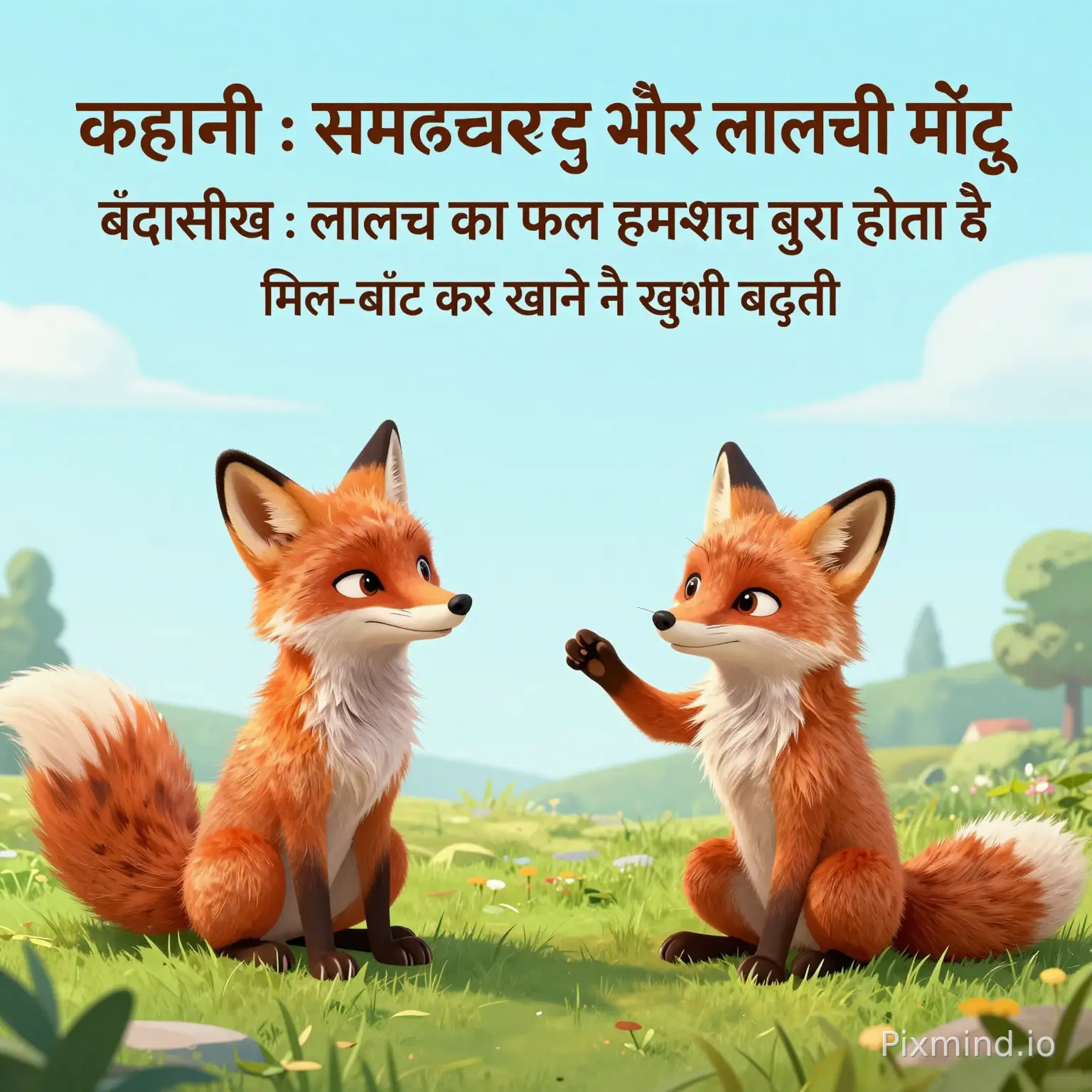 🦊 कहानी का नाम: समझदार चिंटू और लालची मोंटू बंदरसीख (Moral): लालच का फल हमेशा बुरा होता है, और मिल-बांट कर खाने से खुशी बढ़ती है
