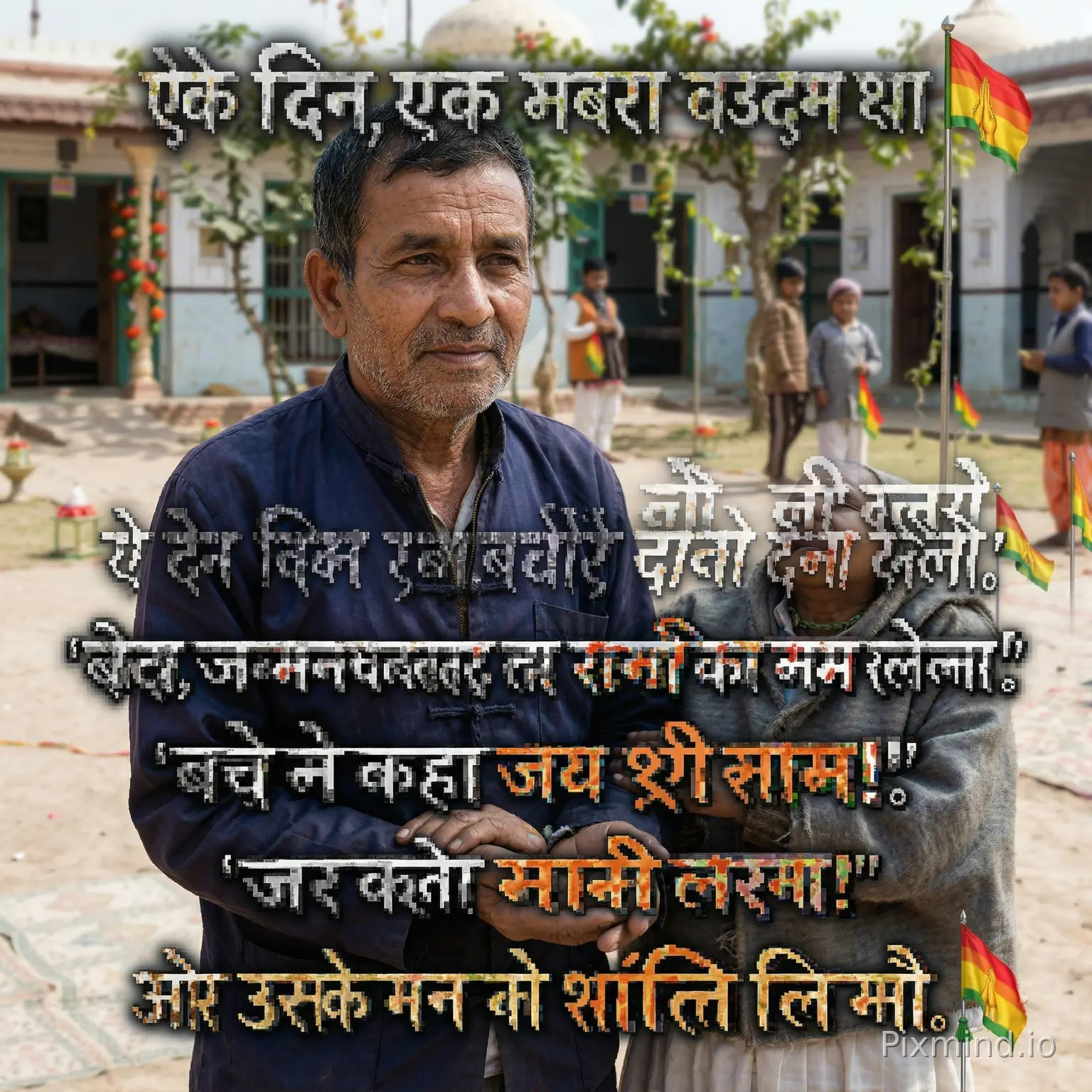 "एक दिन एक बच्चा उदास था। दादा जी बोले, 'बेटा, जब मन घबराए तो राम जी का नाम लेना।' बच्चे ने कहा, 'जय श्री राम!' और उसके मन को शांति मिल गई।" 🙏🚩