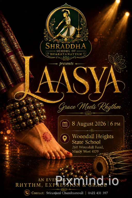 separate all the elements and give me the layers logo separately lights separately laasya with lotus separately then leg with bells separately and trim separately and bells separately and all the text separately