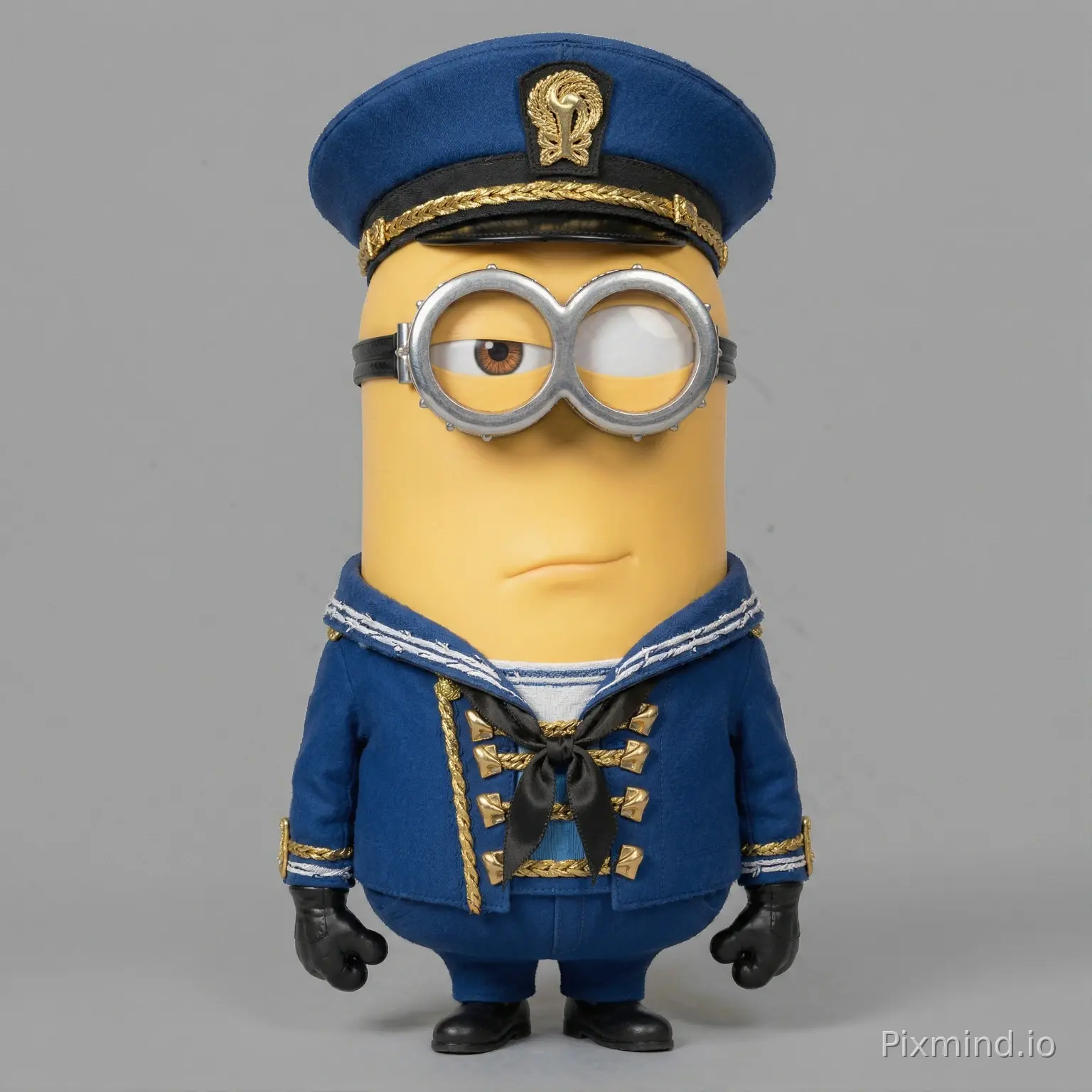 character minion Phil Despicable Me (2010) dressed as the naval seaman from the Village People with clear background (nothing surrounding image)