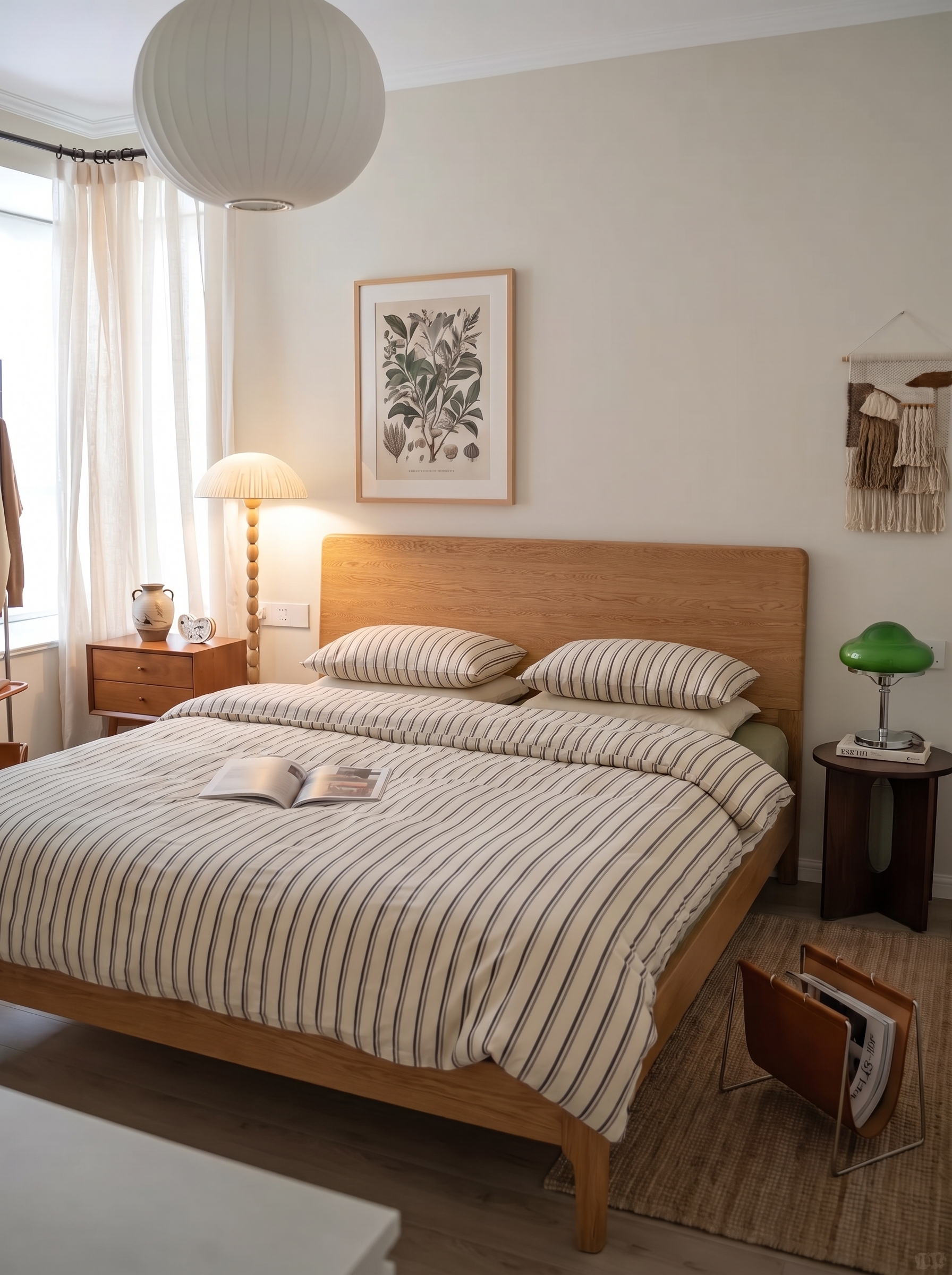 将床改成图二的样式，床要求与图二保持一致，1:1还原白底图比例，注意床头是高床头，其他不变。