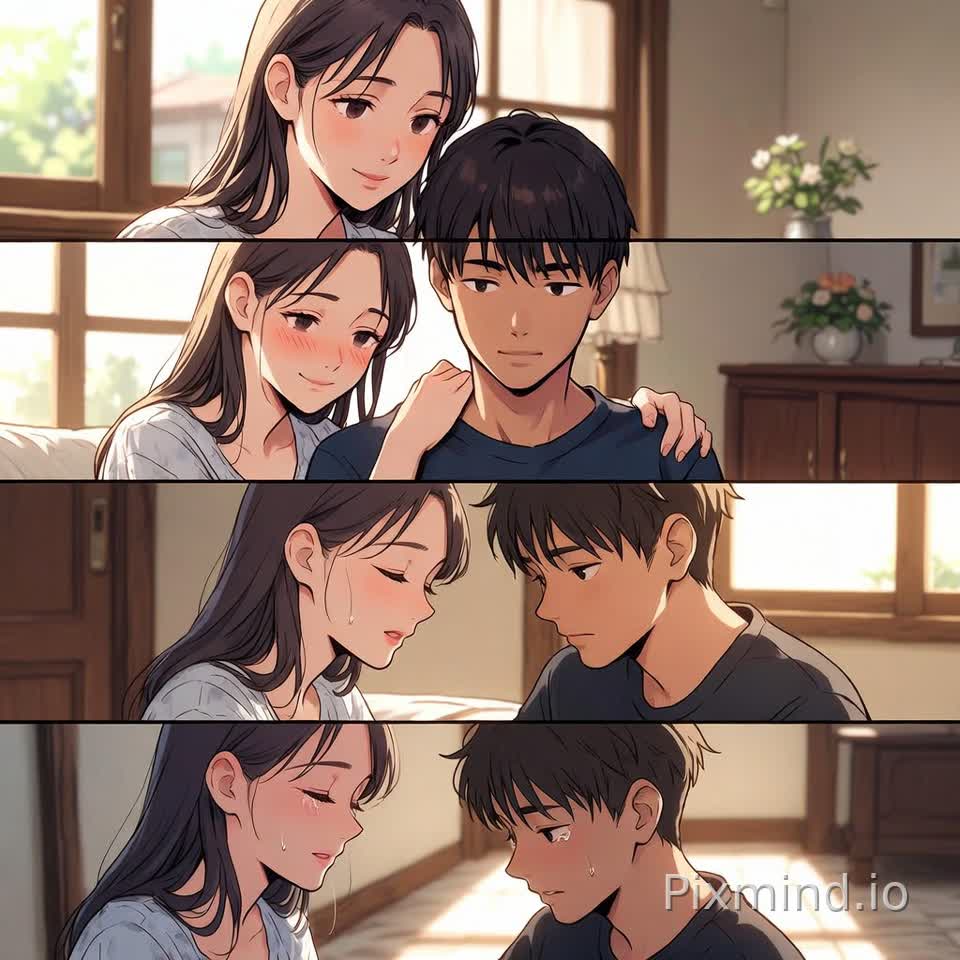 Anime mom sit on son lap manga panels