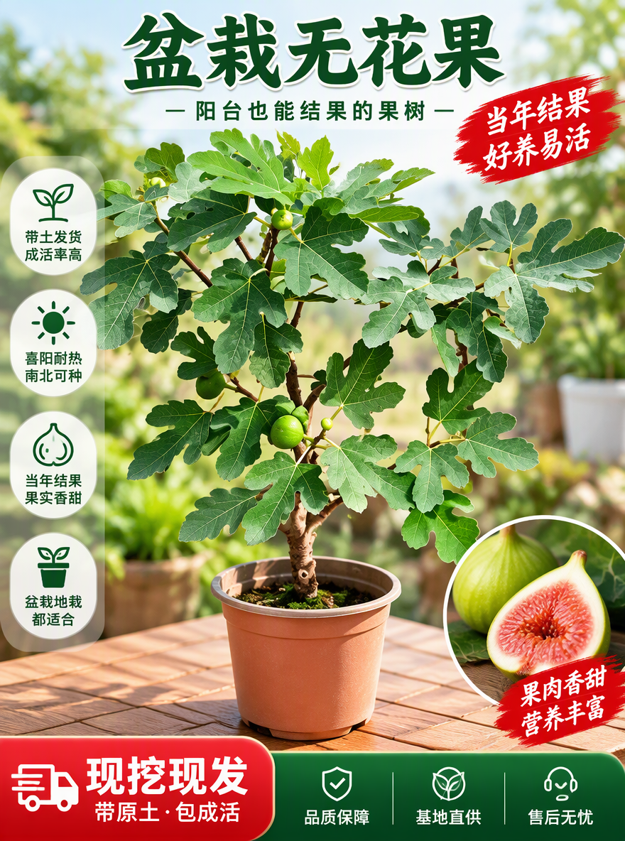 把这盆无花果设计成电商专用主图