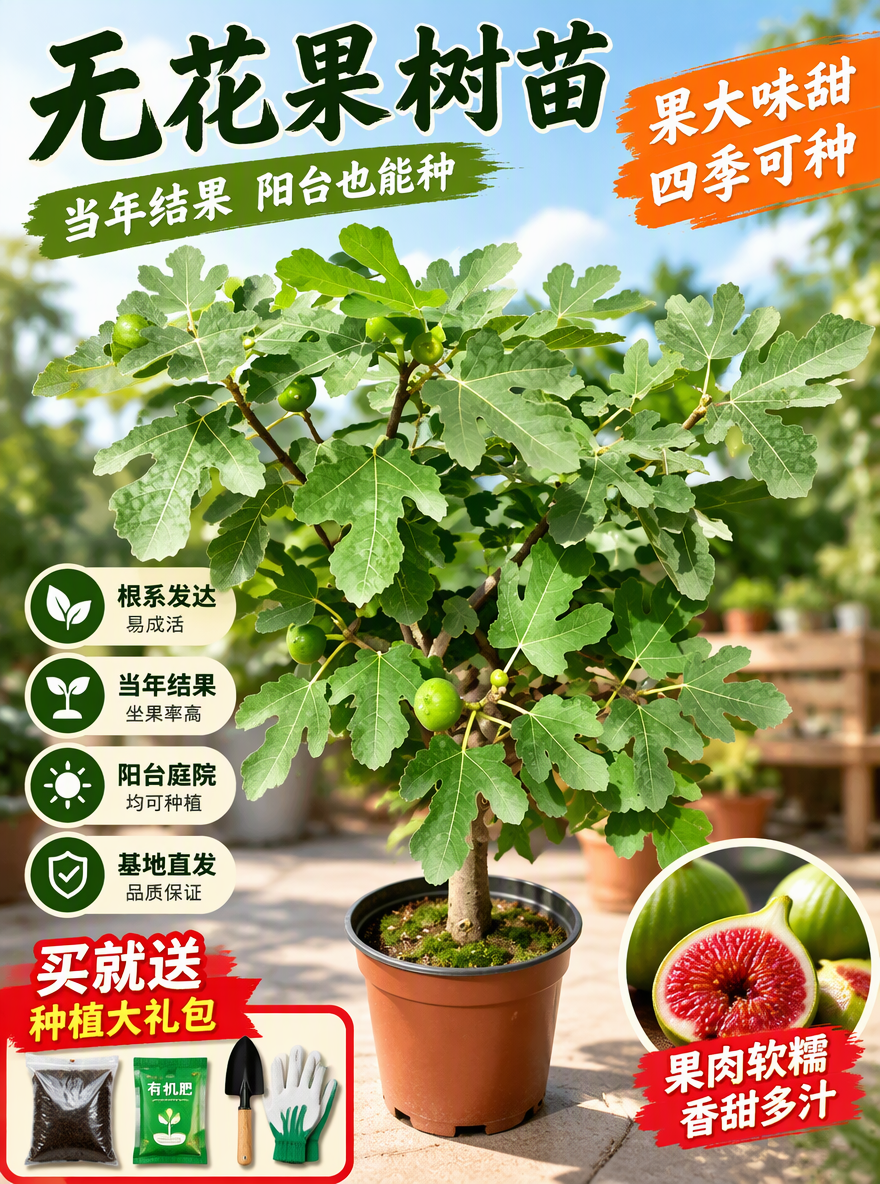 把这盆无花果设计成电商专用主图
