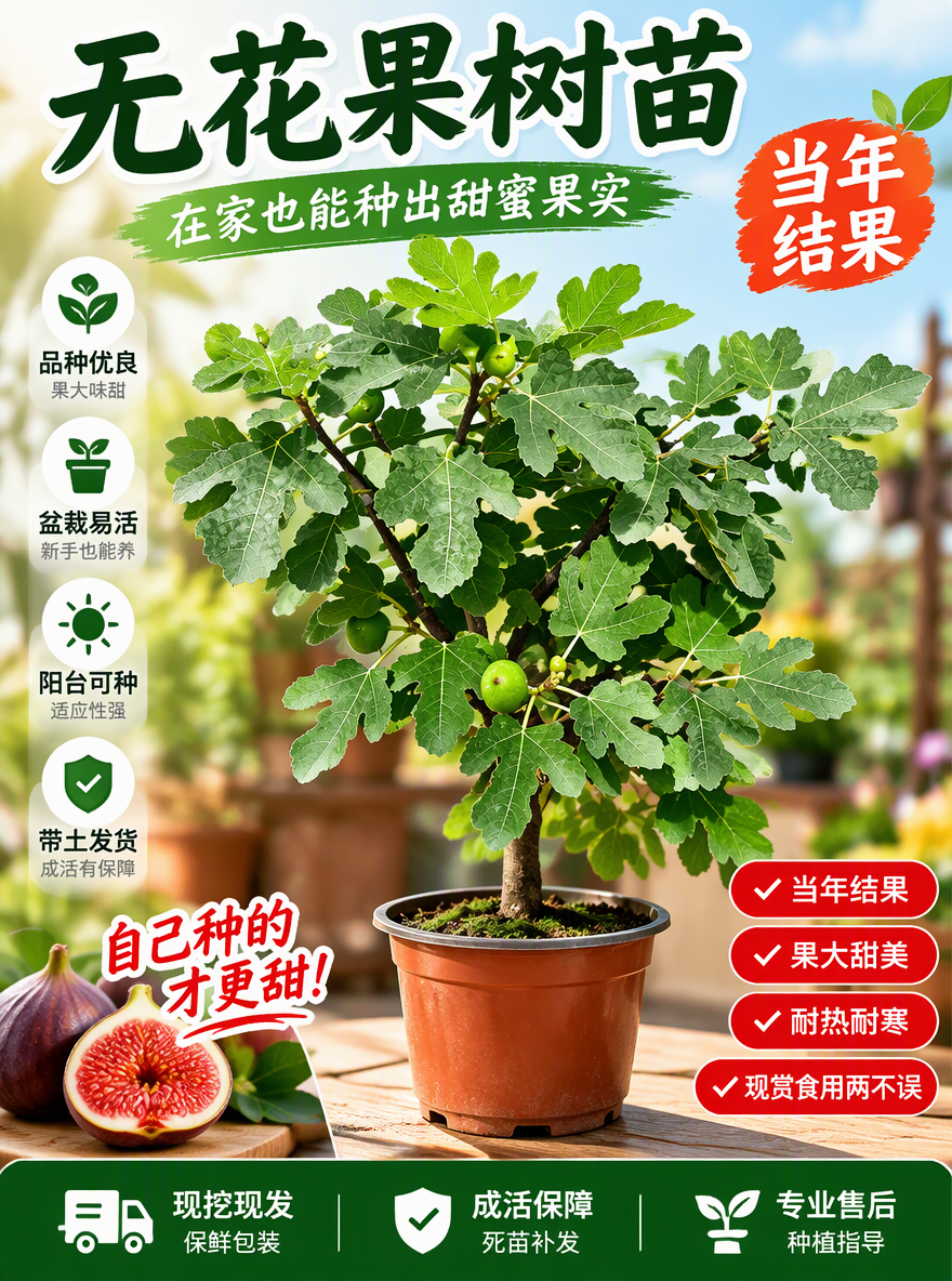 把这盆无花果设计成电商专用主图