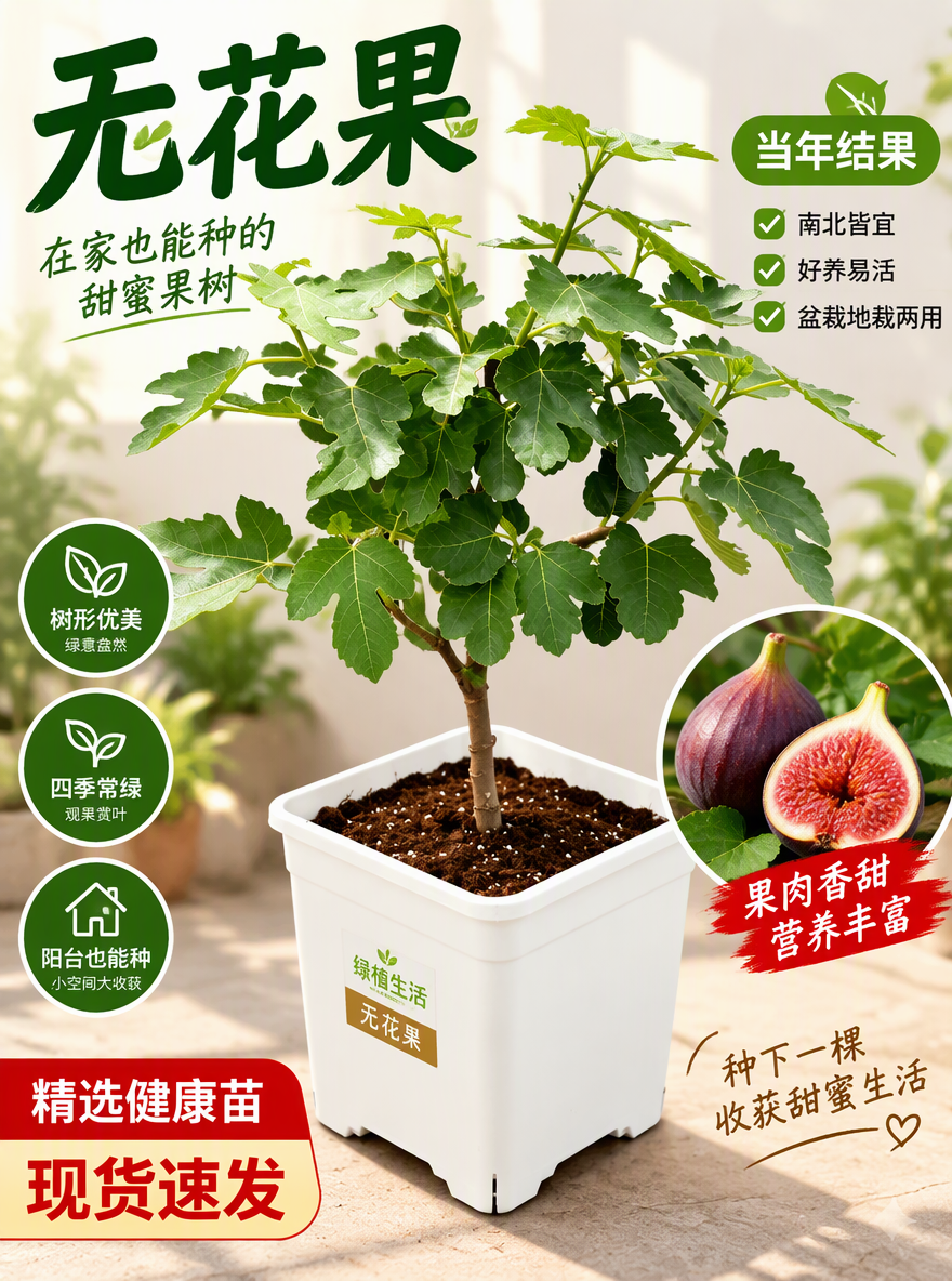把这盆无花果设计成电商专用主图