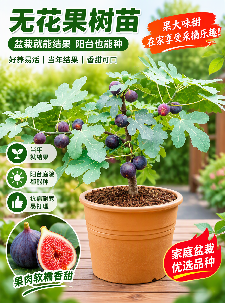 把这盆无花果设计成电商专用主图