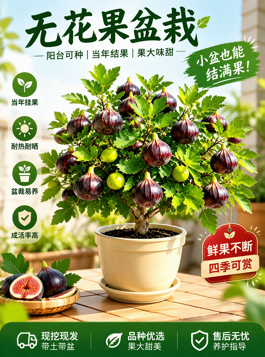 把这盆无花果设计成电商专用主图