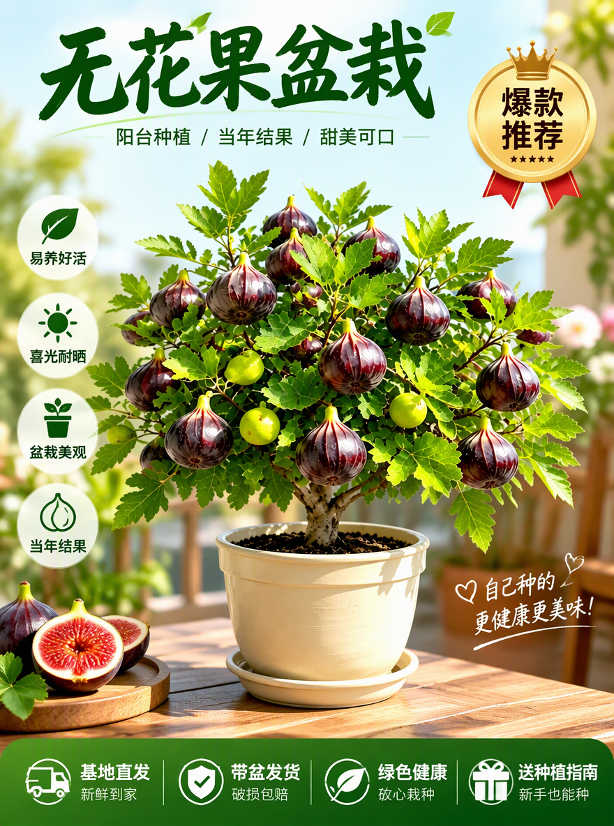 把这盆无花果设计成电商专用主图