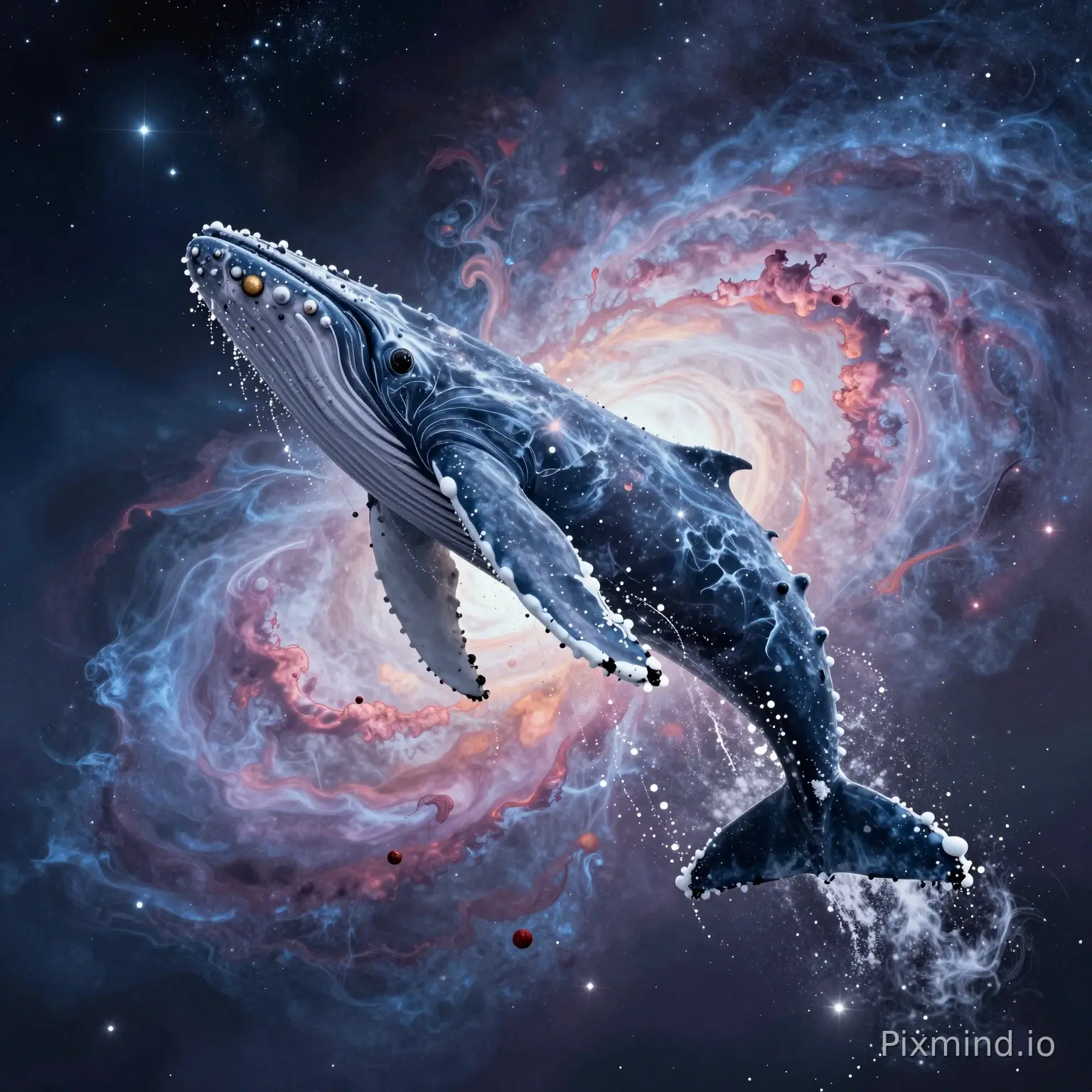鯨魚飛躍宇宙星雲